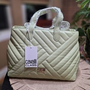 Cavalli Class Quilted Satchel in Light Green